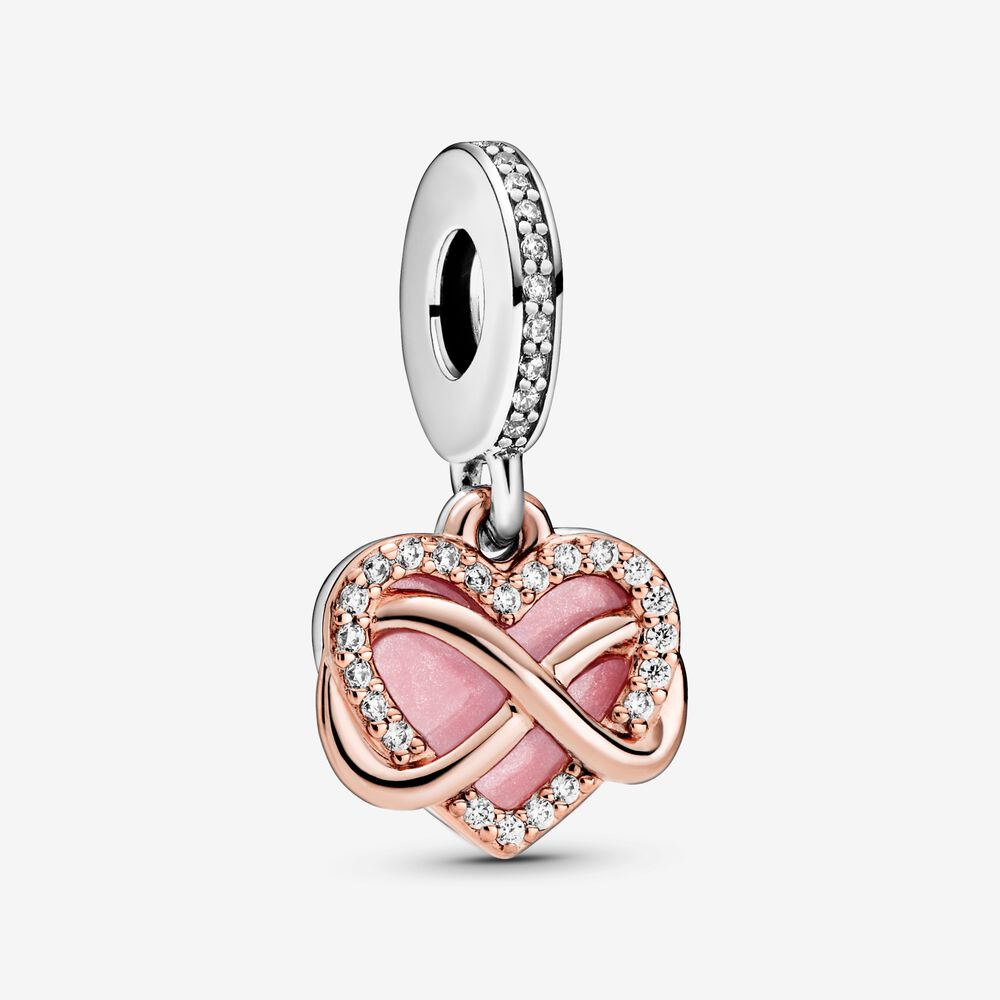 Charm Colgante Corazón con Infinito Resplandeciente
