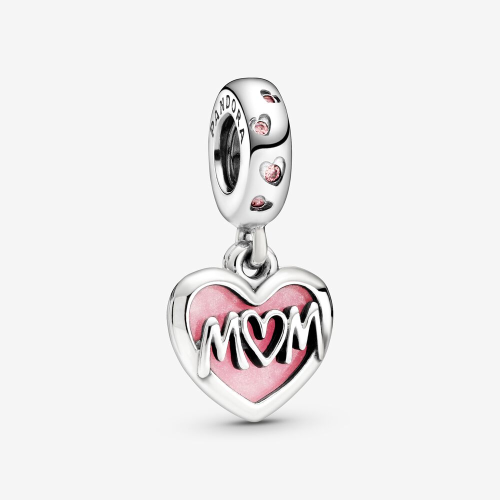 Charm Colgante Corazón con la Inscripción Mamá