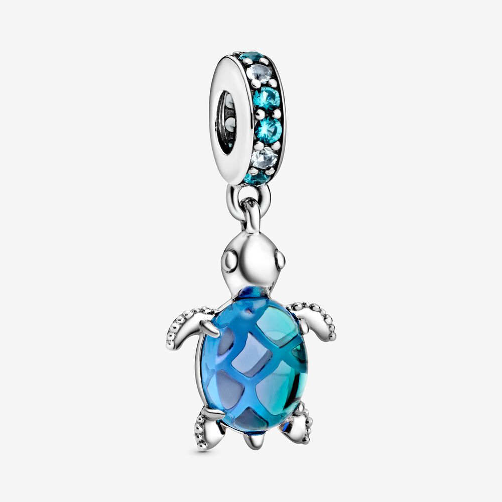 Charm Colgante Tortuga Marina Azul de Cristal de Murano