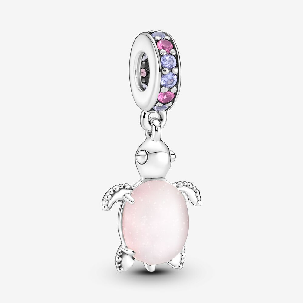 [798939C02] Charm Colgante Tortuga Rosa de Cristal de Murano