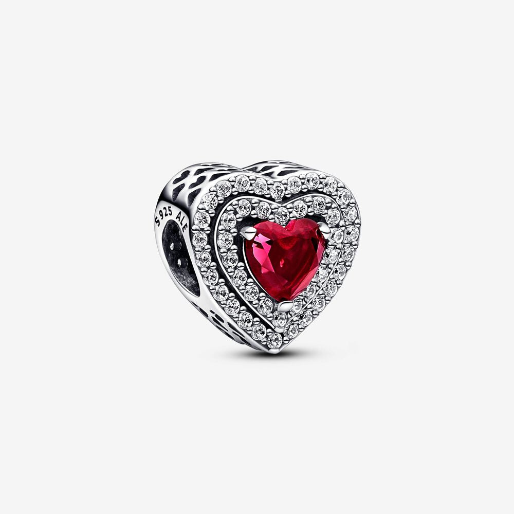 Charm de Corazón con Zirconia Roja