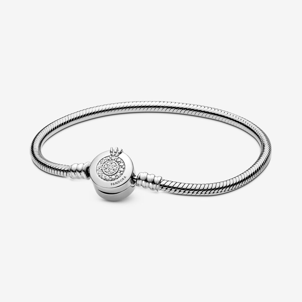 [599046C01_16] Pulsera Cadena de Serpiente con Broche de Corona Brillante (16)