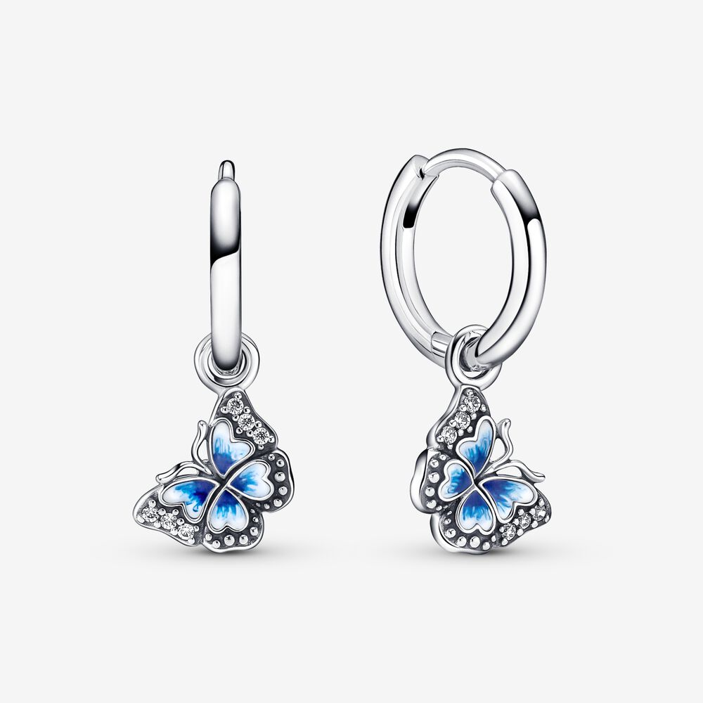 [290778C01] Aretes de Aro Mariposa Azul