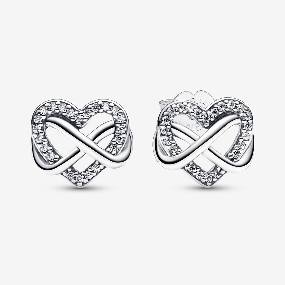 [292667C01] Aretes de Botón Corazón Infinito Brillante