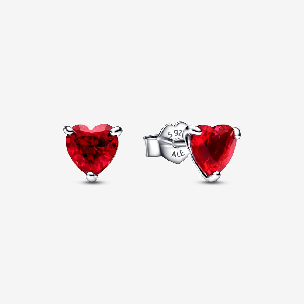 [292549C01] Aretes de Botón Corazón Rojo