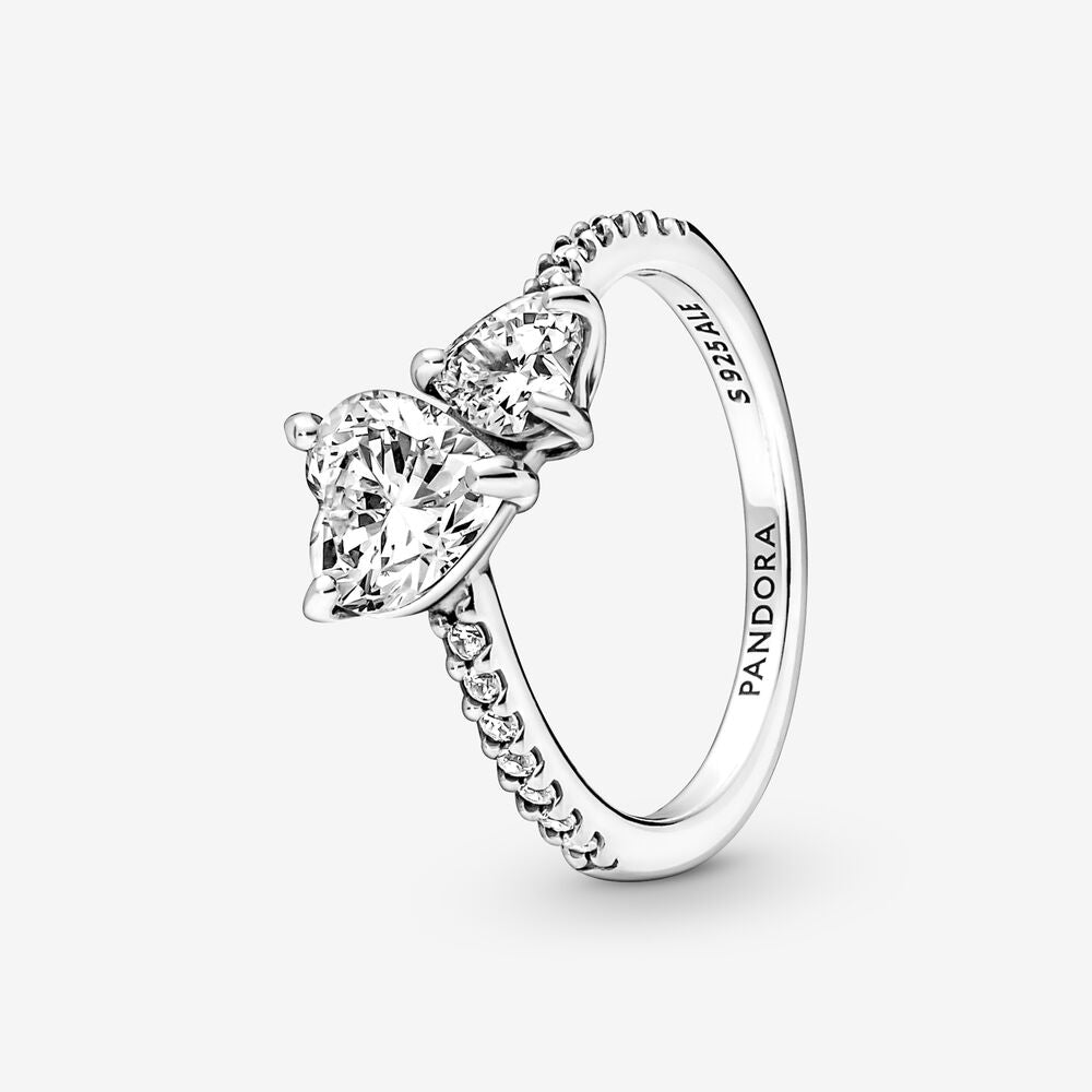 [191198C01_5] Anillo Doble Corazón Brillante (5 (50))