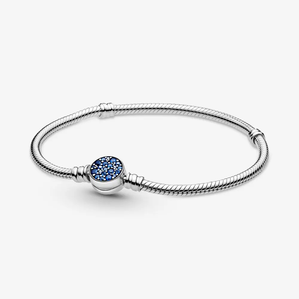 [599288C01_16] Pulsera Cadena de Serpiente con Broche Azul Brillante (16)