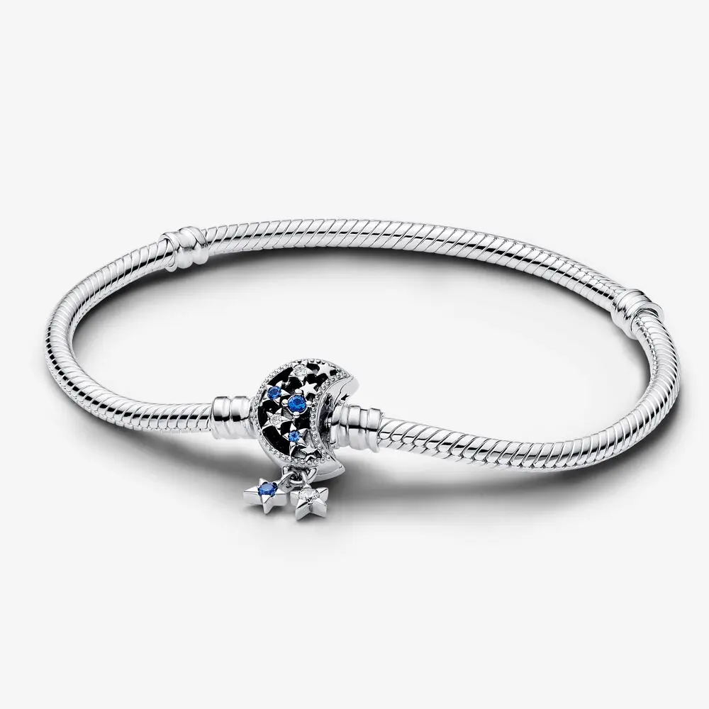 Pulsera Cadena de Serpiente con Broche de Luna Brillante