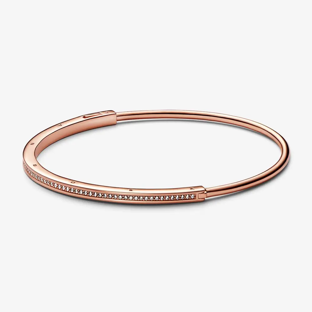 Pulsera Rígida Signature Brillante Oro Rosa