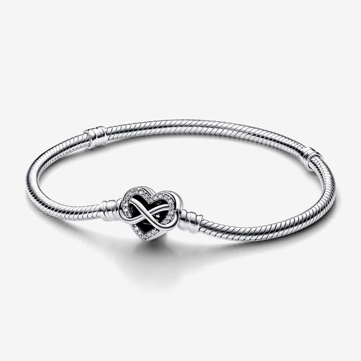 Pulsera Cadena de Serpiente con Broche de Corazón Infinito Brillante
