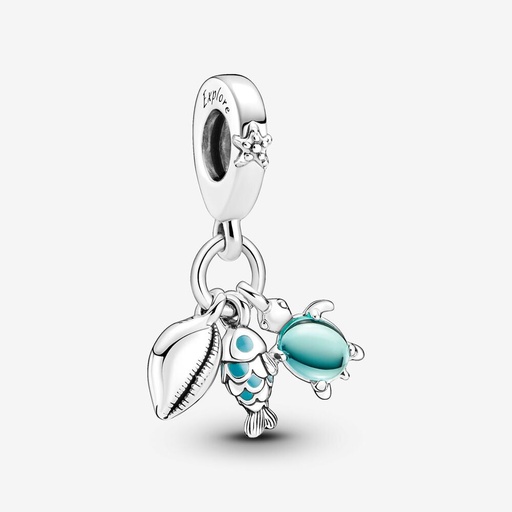 [791697C01] Charm Colgante Triple Pescado, Tortuga de Mar y Concha