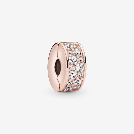 [781817CZ] Charm Clip Rosa Pavé Transparente