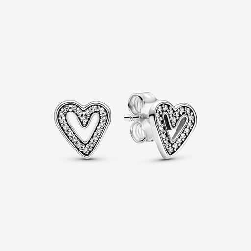 [298685C01] Aretes de Botón Corazón a Mano Brillante