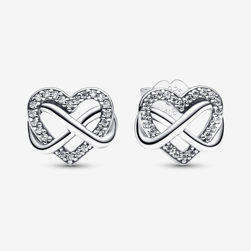 [292667C01] Aretes de Botón Corazón Infinito Brillante