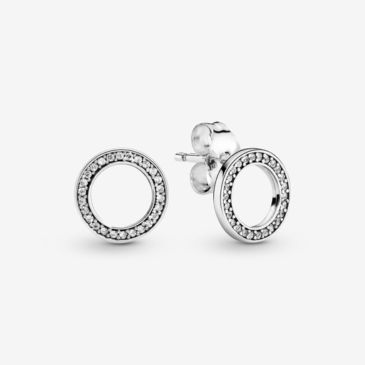 [290585CZ] Aretes de Botón Circular Brillante