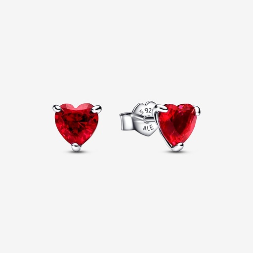 [292549C01] Aretes de Botón Corazón Rojo