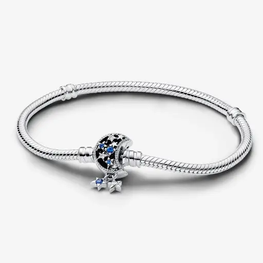 Pulsera Cadena de Serpiente con Broche de Luna Brillante