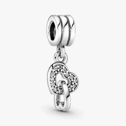[791242CZ] Charm Colgante Corazones Entrelazados