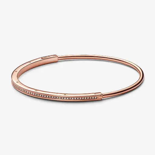 Pulsera Rígida Signature Brillante Oro Rosa